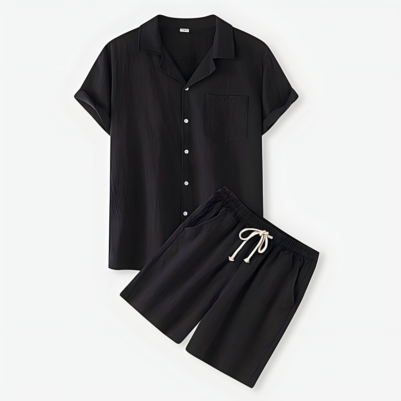 Men's Casual Button-Up Shirt & Shorts Set – Lightweight, Breathable Two-Piece Outfit for Everyday Wear 1