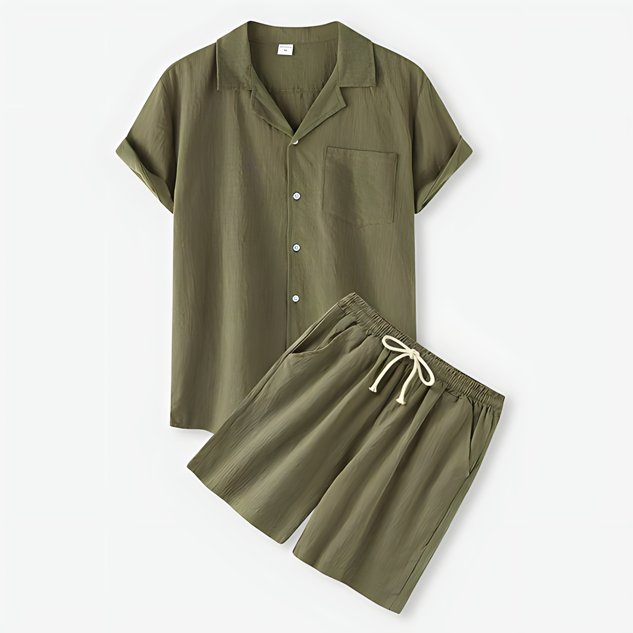 Men's Casual Button-Up Shirt & Shorts Set – Lightweight, Breathable Two-Piece Outfit for Everyday Wear 4
