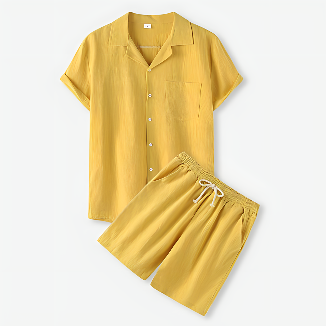 Men's Casual Button-Up Shirt & Shorts Set – Lightweight, Breathable Two-Piece Outfit for Everyday Wear 5