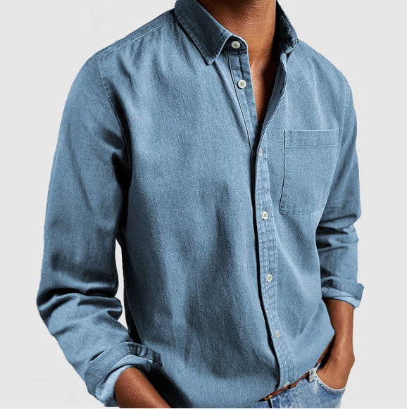 Men's Shirt Blue Size L Cotton Blend 7