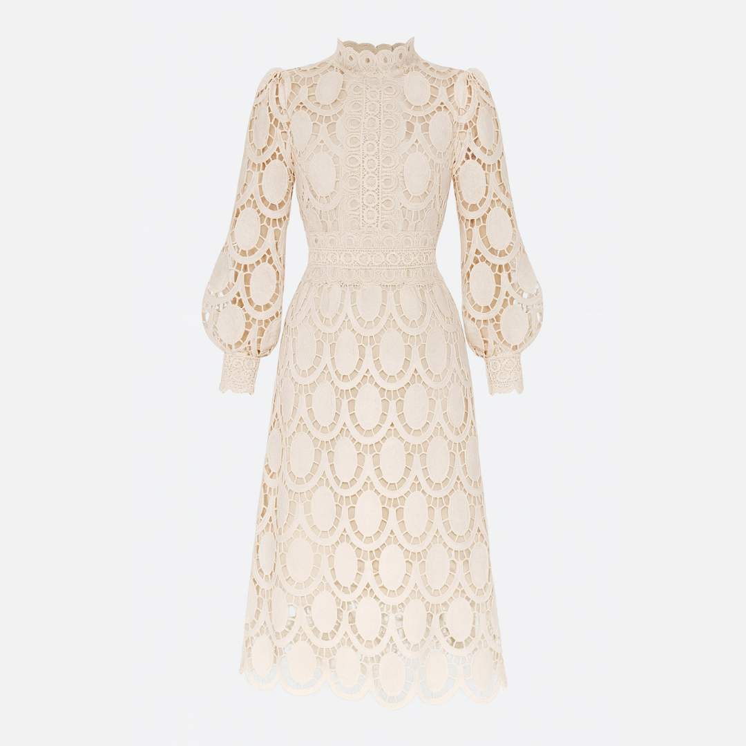 Women's Midi Dress Lace Detail Formal Style