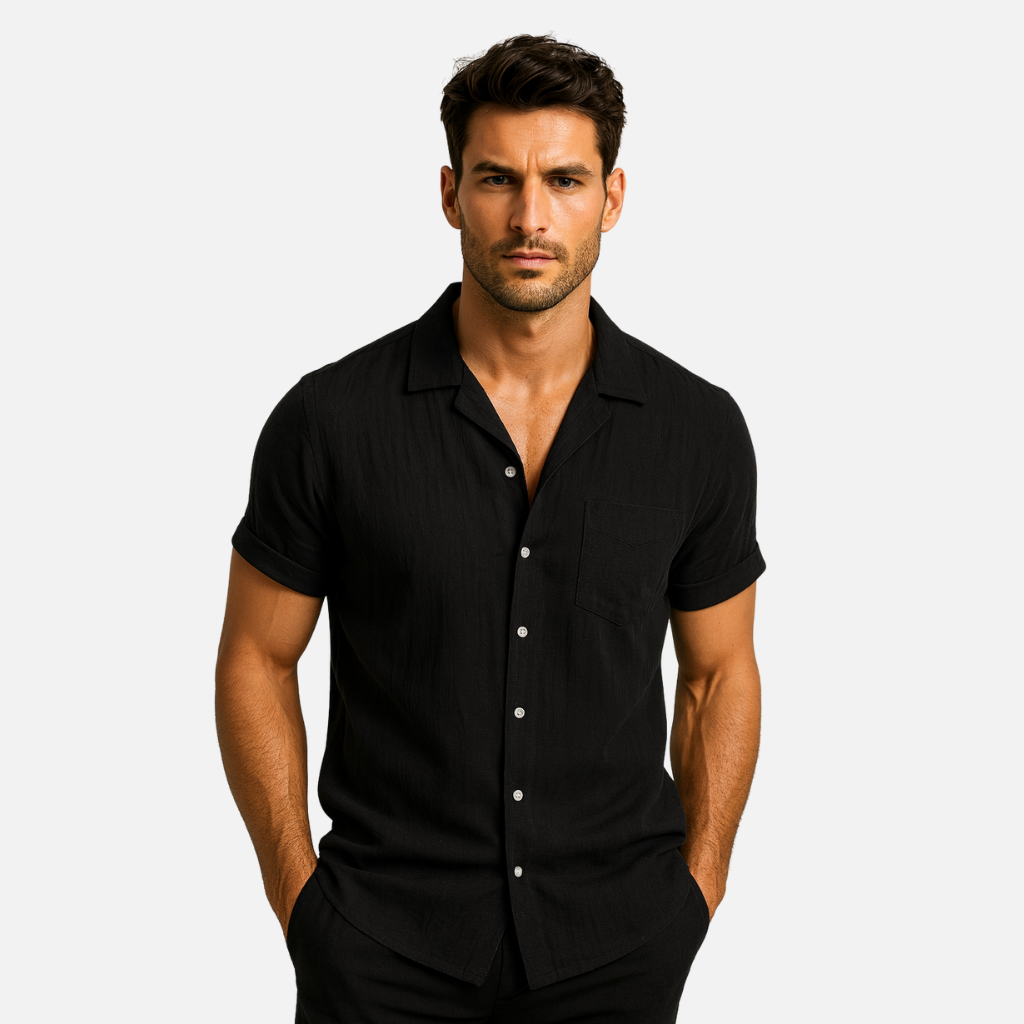 Men's Short Sleeve Linen Shirt Breathable