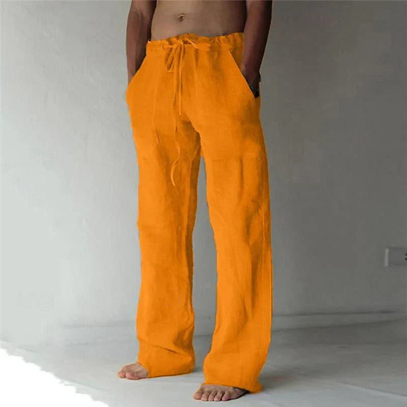 Men's Baggy Linen Pants Beige Size L High-Quality Linen 10