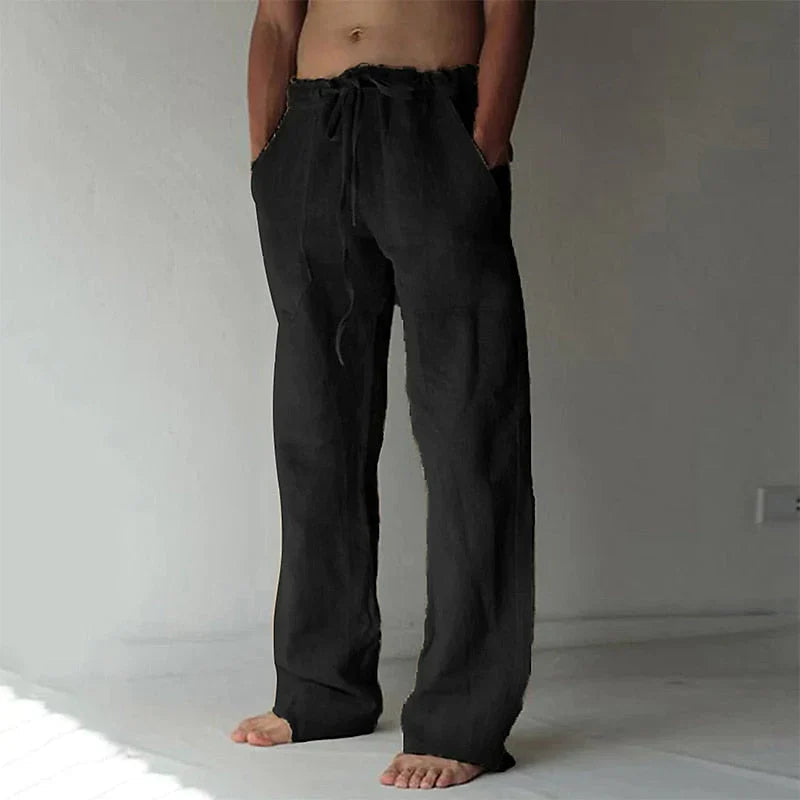 Men's Baggy Linen Pants Beige Size L High-Quality Linen 3