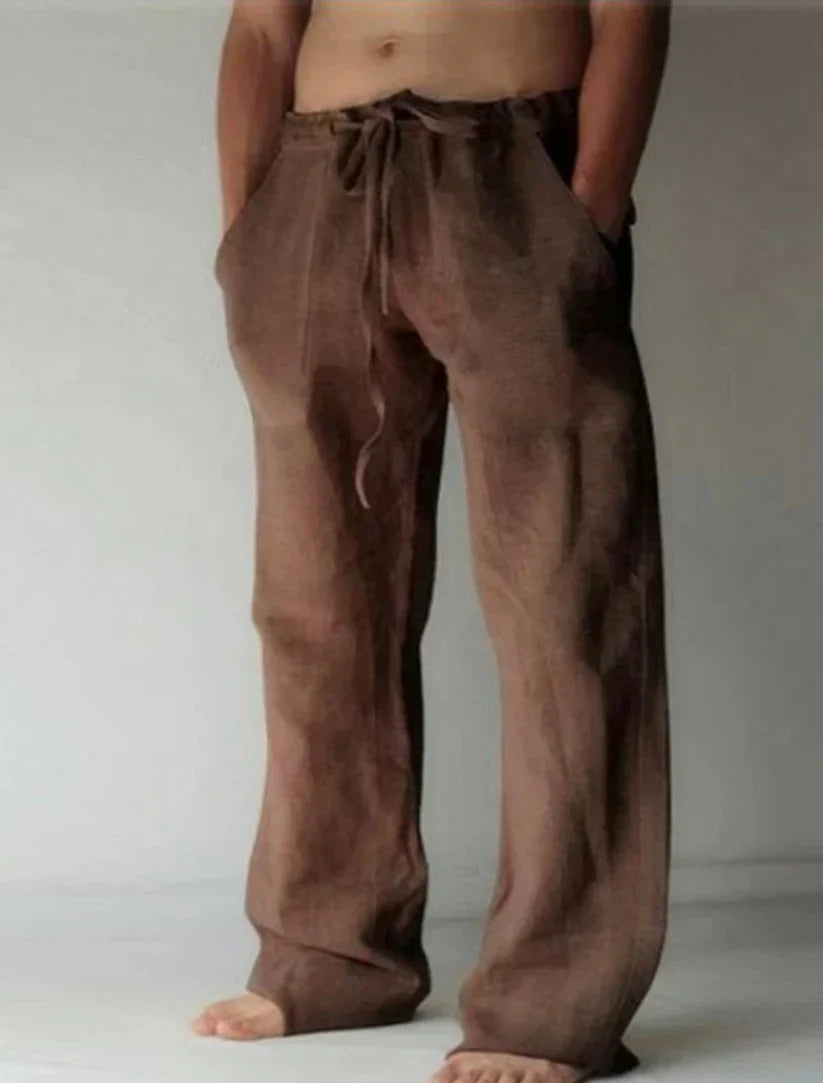 Men's Baggy Linen Pants Beige Size L High-Quality Linen 5
