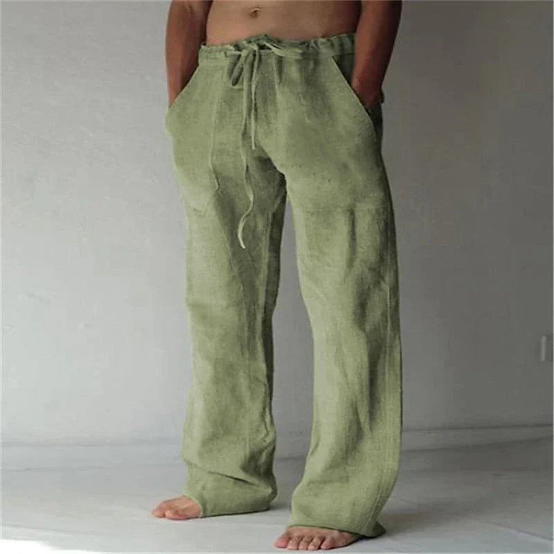 Men's Baggy Linen Pants Beige Size L High-Quality Linen 7