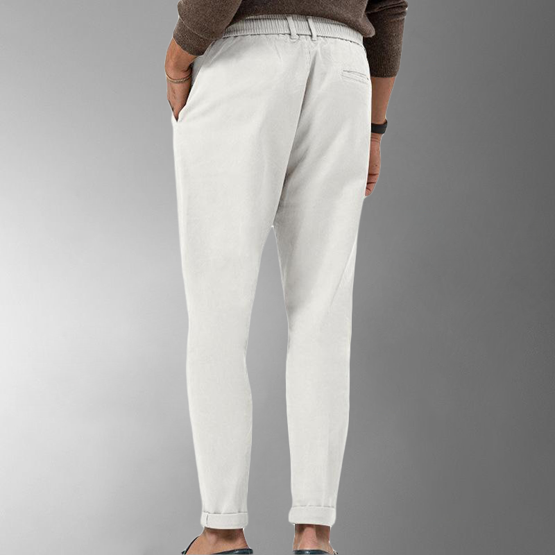 Men's Linen Pants Beige Size L Cotton Blend 1