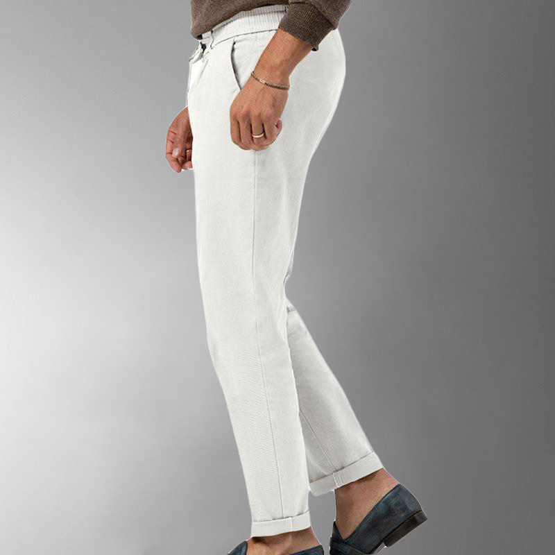 Men's Linen Pants Beige Size L Cotton Blend 2