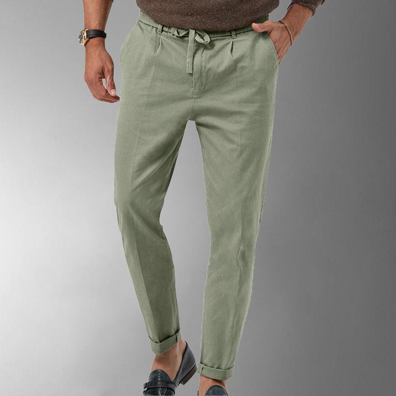 Men's Linen Pants Beige Size L Cotton Blend 4