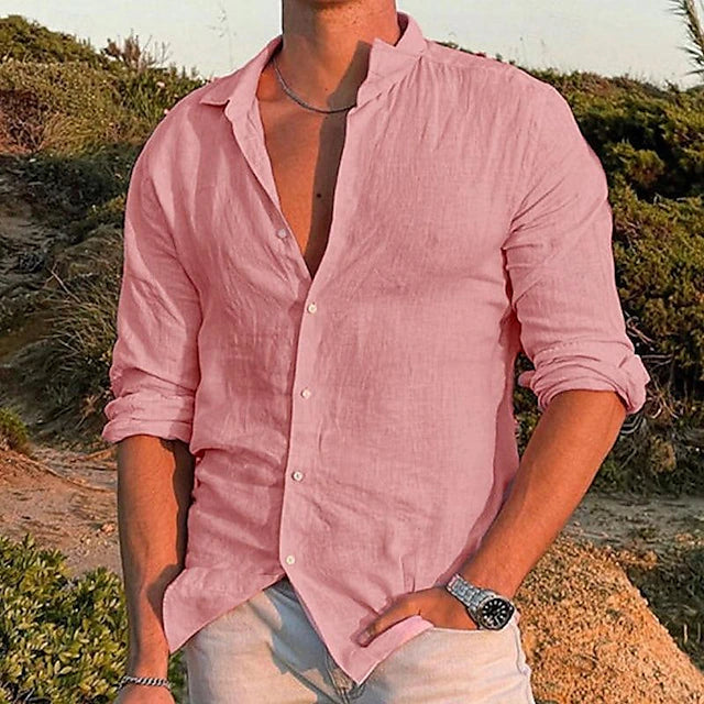 Men's Linen Shirt White Size L Relaxed Fit 2