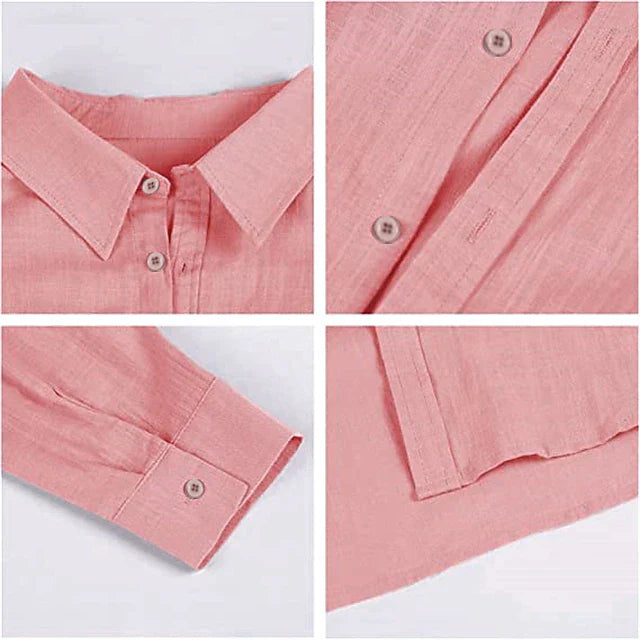Men's Linen Shirt White Size M 100% Linen 7