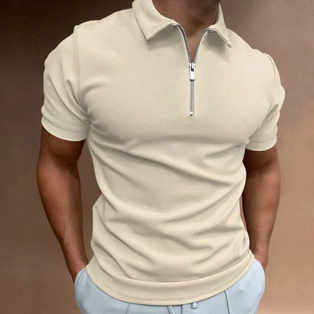 Men's Polo Shirt Blue Size M Cotton Blend with Zipper 11