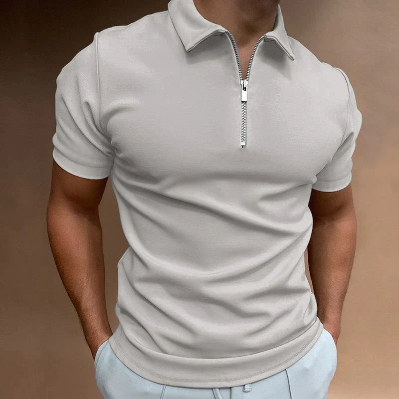Men's Polo Shirt Blue Size M Cotton Blend with Zipper 12
