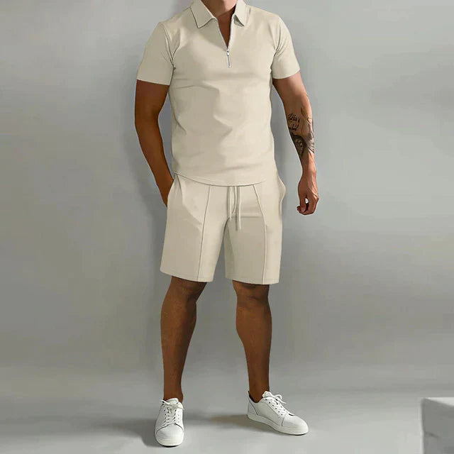 Men's Polo Shirt and Shorts Set Blue Size L Cotton Blend 9