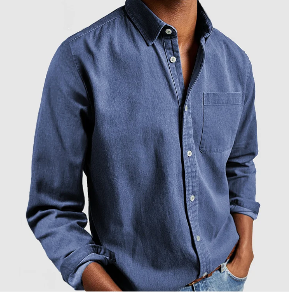 Men's Shirt Blue Size L Cotton Blend 2