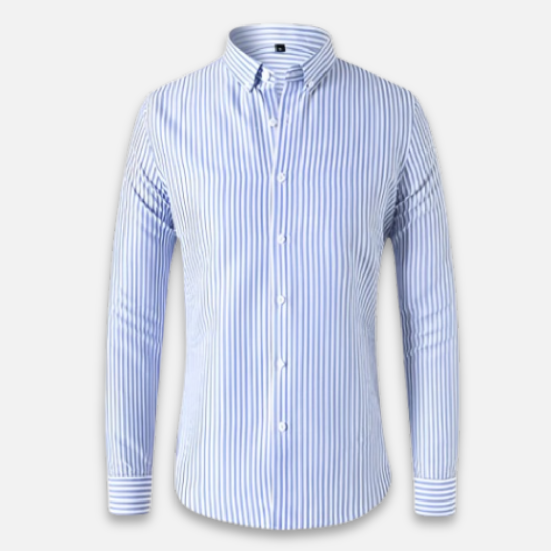 Men's Shirt Striped Blue Size L Cotton 1