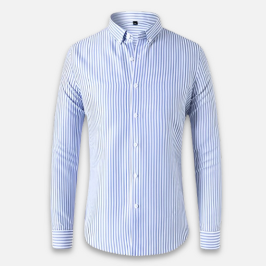Men's Shirt Striped Blue Size L Cotton 1