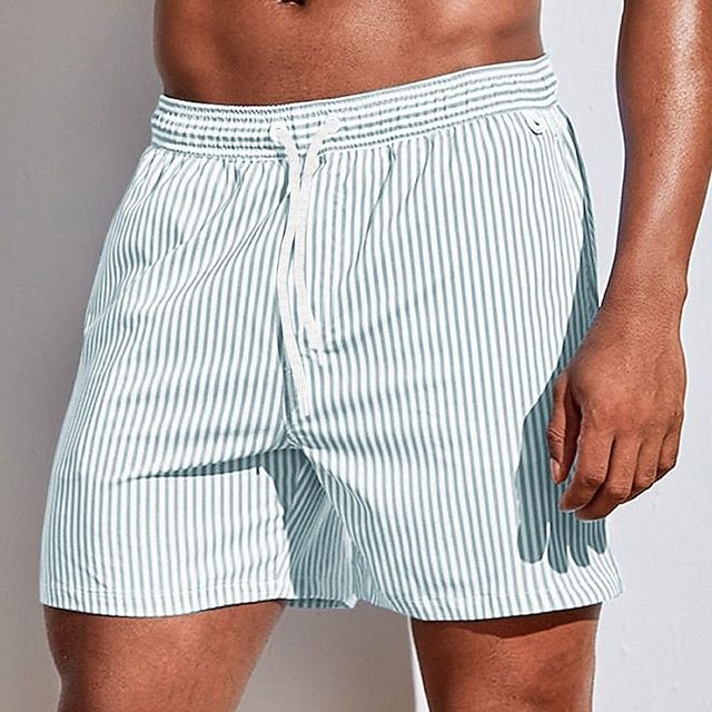 Men's Swim Shorts Striped Size M Cotton Quick-Drying 2