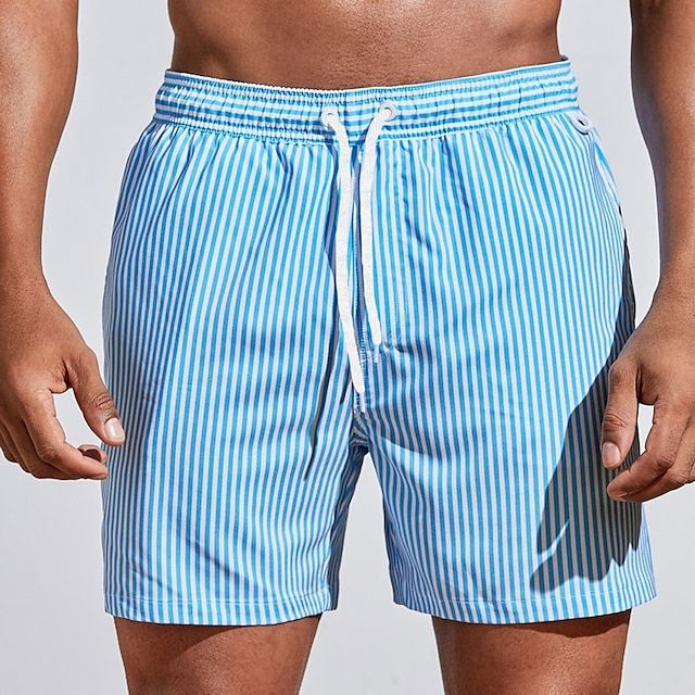 Men's Swim Shorts Striped Size M Cotton Quick-Drying 3
