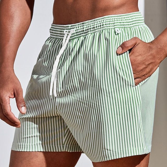 Men's Swim Shorts Striped Size M Cotton Quick-Drying 5