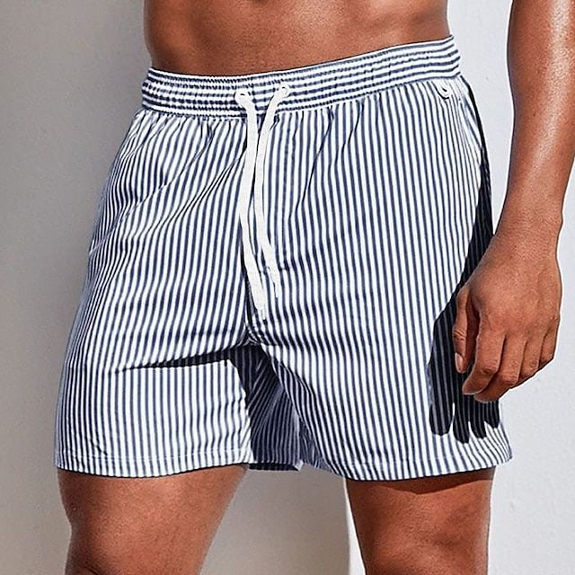 Men's Swim Shorts Striped Size M Cotton Quick-Drying 6