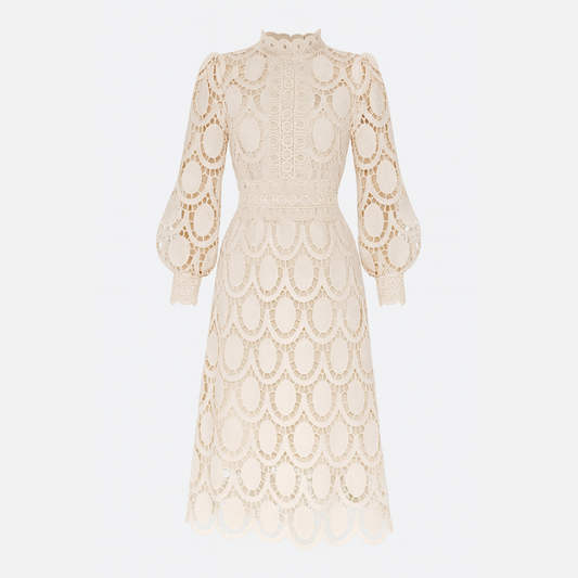 Women's Midi Dress Lace Detail Formal Style