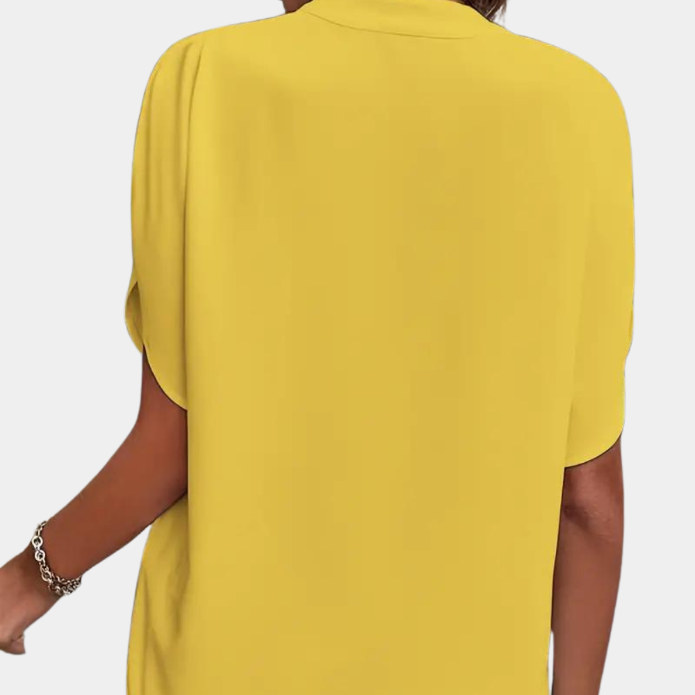 Women's Blouse Light Blue Size M Cotton Short Sleeve 2