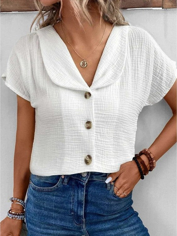 Women's Blouse White Size M Cotton Summer Tops for Women 1