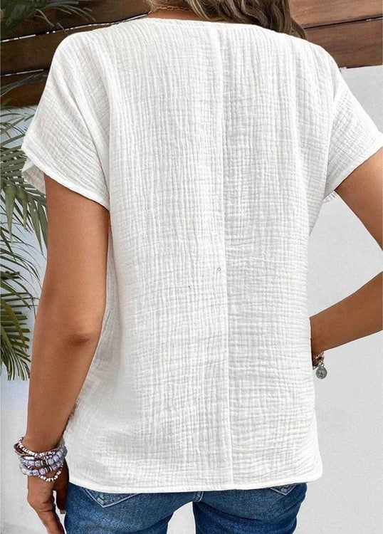 Women's Blouse White Size M Cotton Summer Tops for Women 2