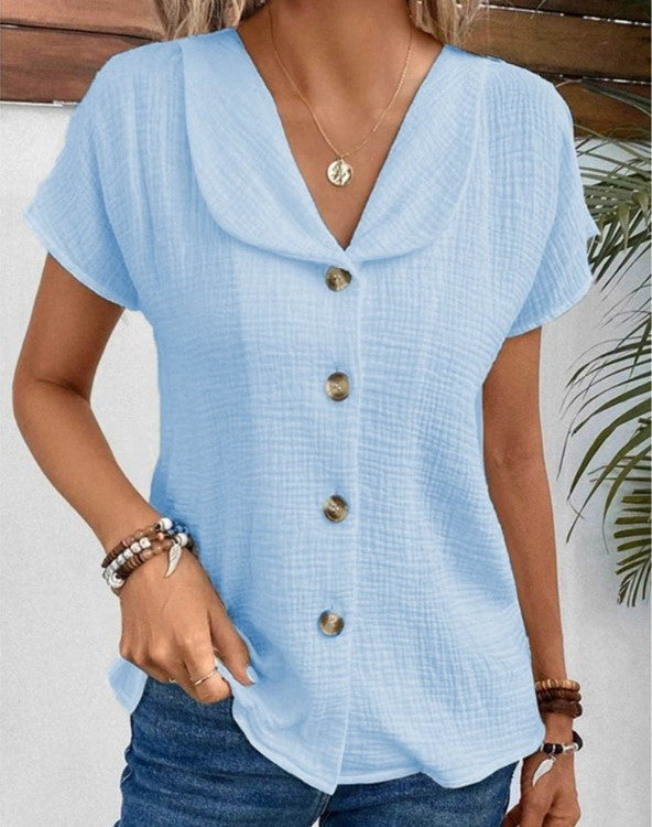 Women's Blouse White Size M Cotton Summer Tops for Women 3