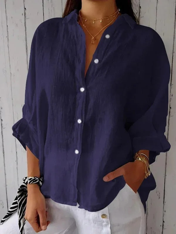 Women's Blouse White Size M Linen 1