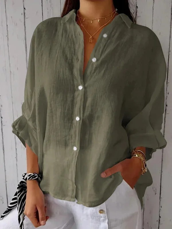 Women's Blouse White Size M Linen 2