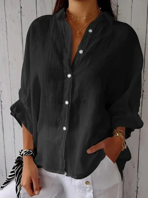 Women's Blouse White Size M Linen 3