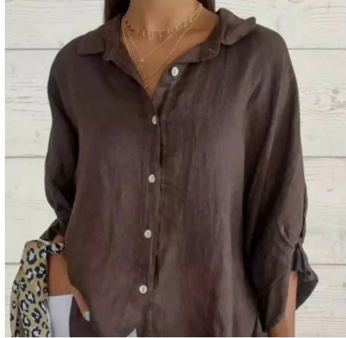 Women's Blouse White Size M Linen 6