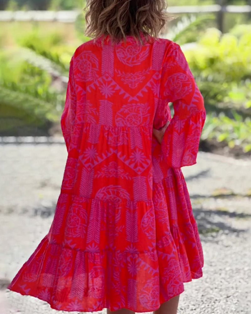 Women's Maxi Dress Geometric Print Size S-3XL Cotton Blend 3